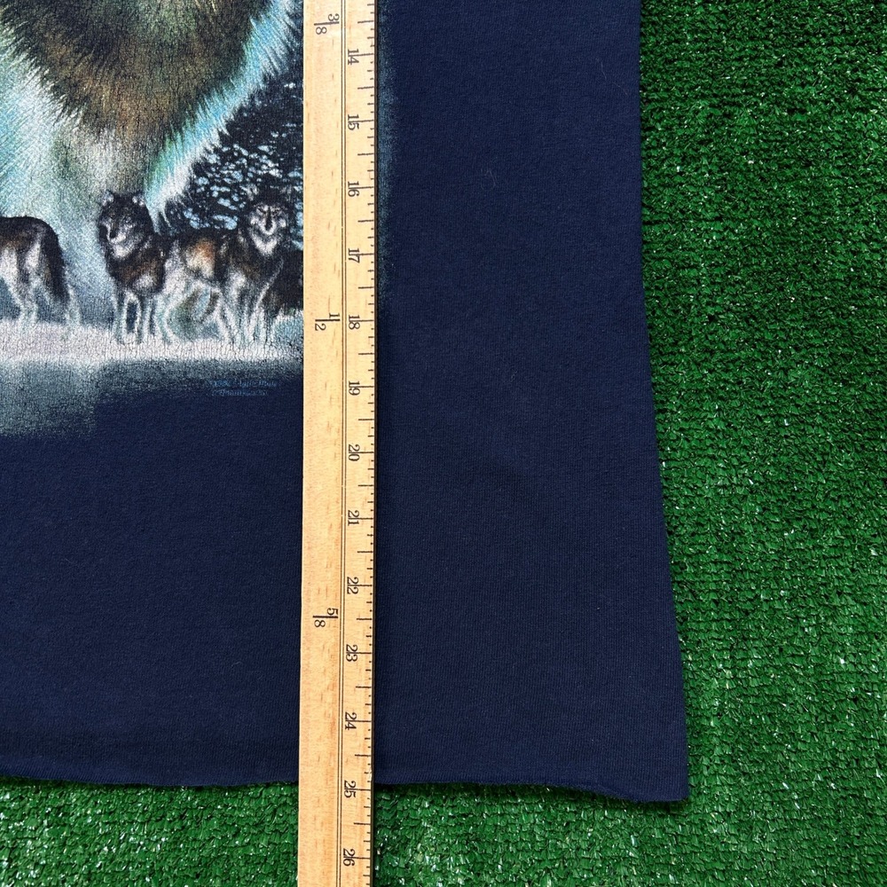 Delta Wolf Graphic T-Shirt‎ Mens M Navy Blue Trimmed Raw Hem Cropped Nature - Picture 5 of 10